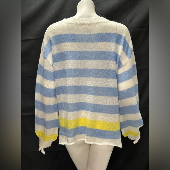 Hem & Thread Size L White, Blue, Yellow Resort Sweater - Picture 3 of 4